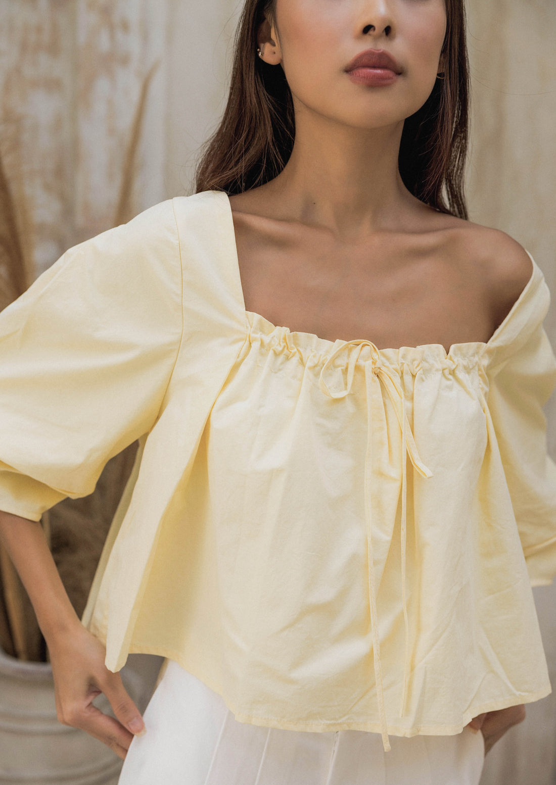 Villa Poplin Top | Yellow