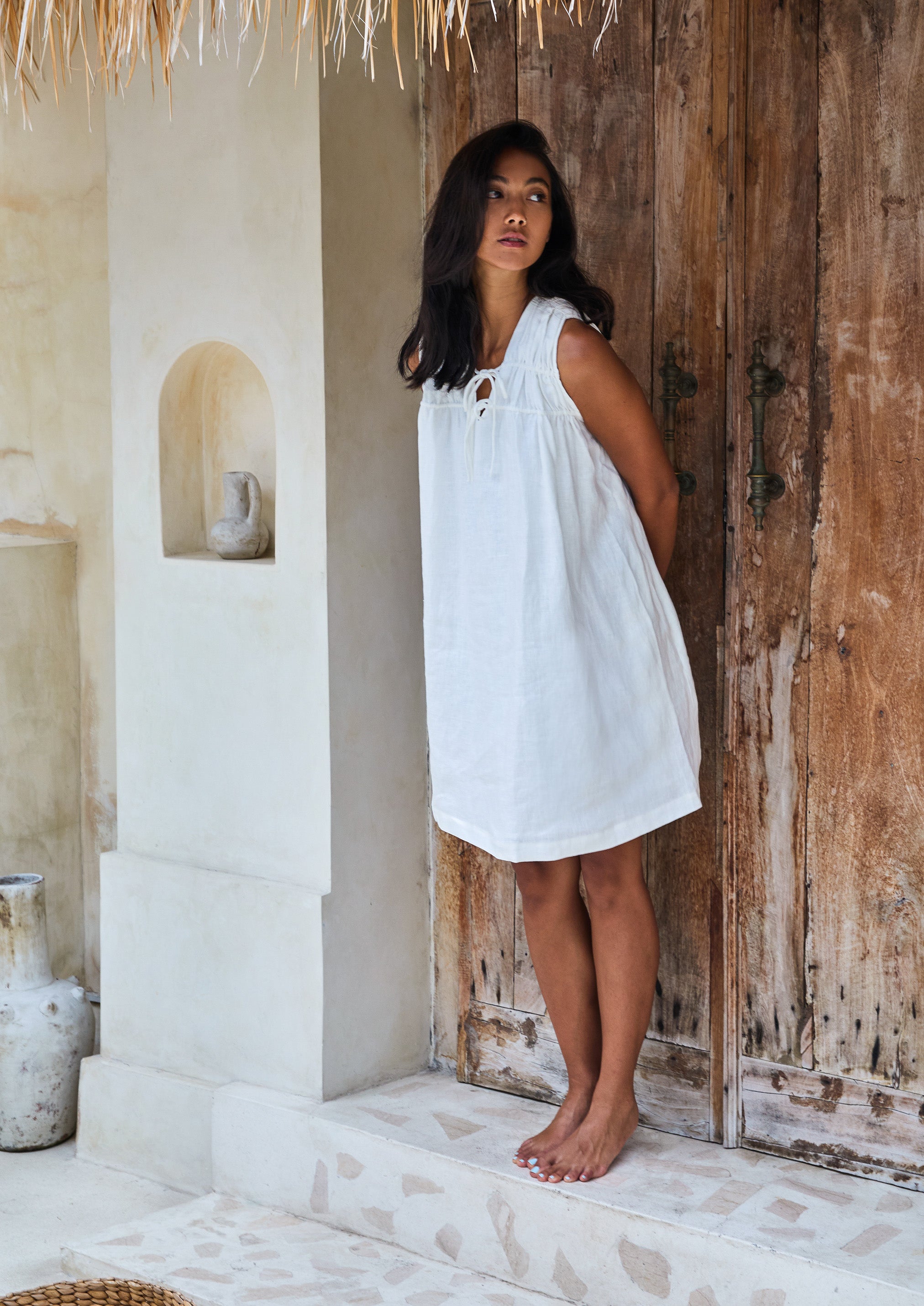 Roam Short Dress | White